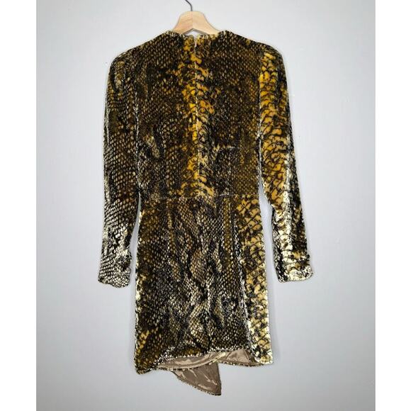 Retrofete NWT Eleanor Velvet Mini Dress in Gold Snake Size XS Black Animal Print - Picture 9 of 10